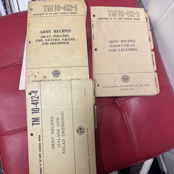 Department of Army Techinical Manual 10-412-1, 10-412-3 & 4 Recipes 1950s - Picture 1 of 10